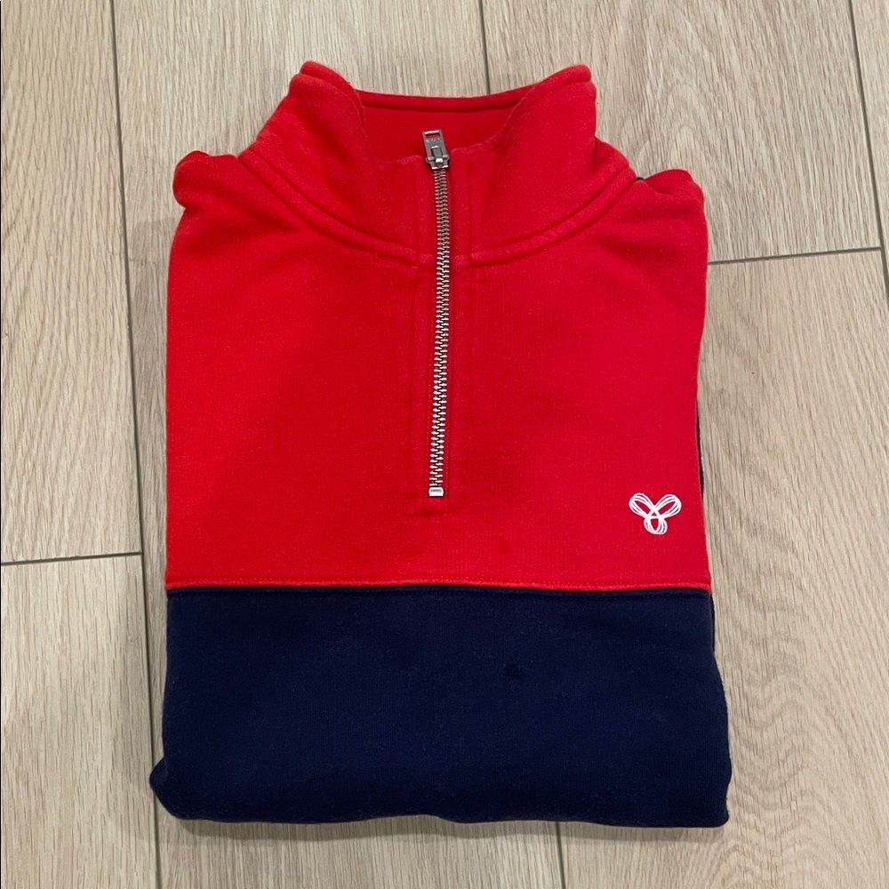 TNA Women's Zip-Up Sweater in Red and Navy